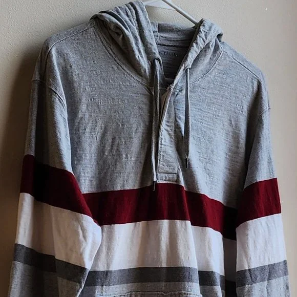 American Eagle Outfitters Striped Hooded Pullover Sweatshirt Size Large - Picture 2 of 13